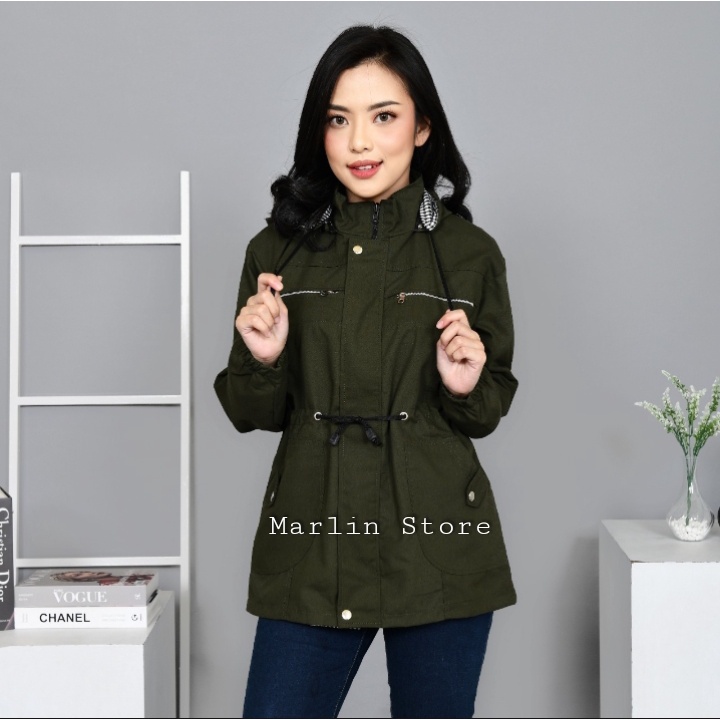 Marlin Store Jaket Parka Wanita Murah Bahan Kanvas Premium Hangat Dan Tebal