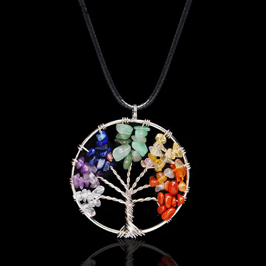 /Fashion Hot//// Kalung Liontin Pohon Kehidupan Panas Natural Crystal Gemstone 7kran Penyembuhan.