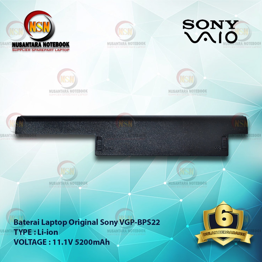 Baterai Laptop sony VGP-BPS22 Black Original 11.1V 5200mAh