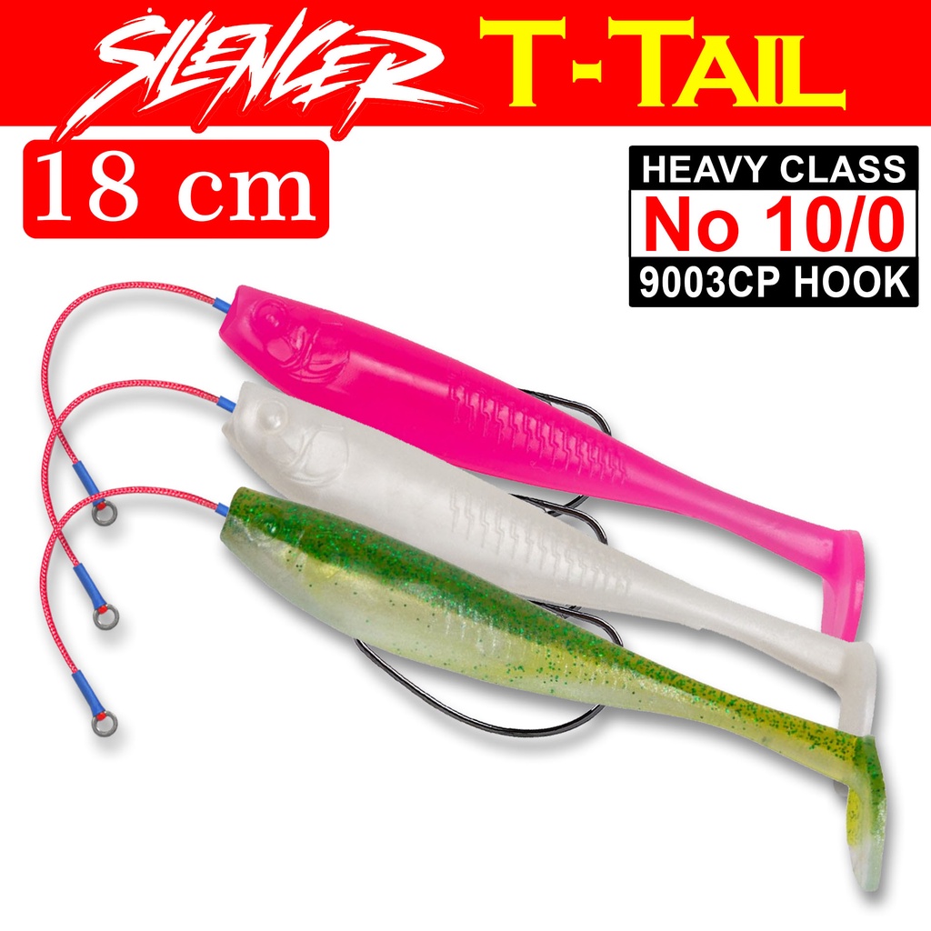 Umpan Softlure Silencer T Tail Ekor Paddle Untuk Ikan Gabus Toman Wormhook BKK Soft Bait Plastic For