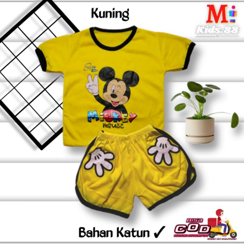 Setelan Playset  Cupa Cup Baju Anak MICKEY MOUSE/Set Anak Balita/Set Anak Unisex Buat Usia 0-4 tahun