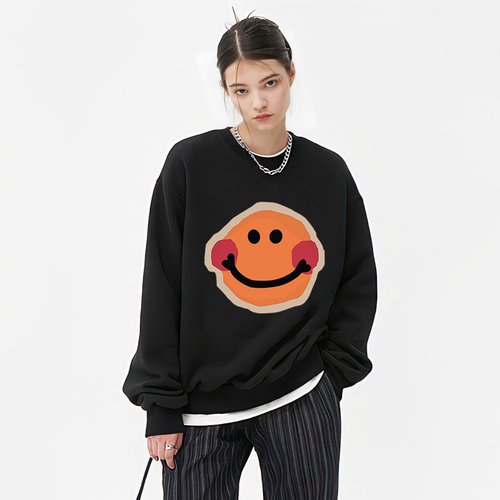 XiaoZhaiNv Korean Style Style Smiley Face Pattern Lengan Panjang Baju Sweater Wanita