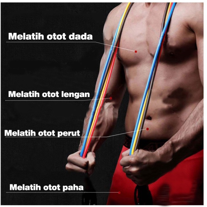 Paket Set Resistance Bands Band Tali Fitness Yoga Gym 11 In 1