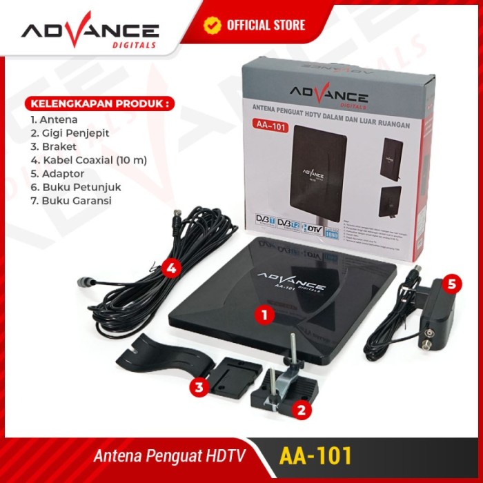 ADVANCE AA101 / AA-101 Antena TV Indoor Outdoor Digital Analog