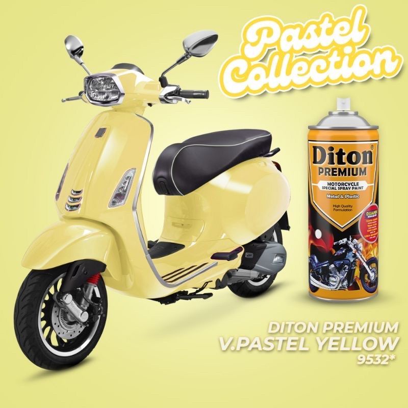 Cat Pilok Diton Premium 9532 V. Pastel Yellow 400ml Kuning Pastel Vespa Pespa Otomotif