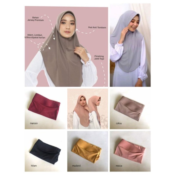 Jilbab sport penguin, Bahan jersey premium, Jilbab instan, kekinian terbaru