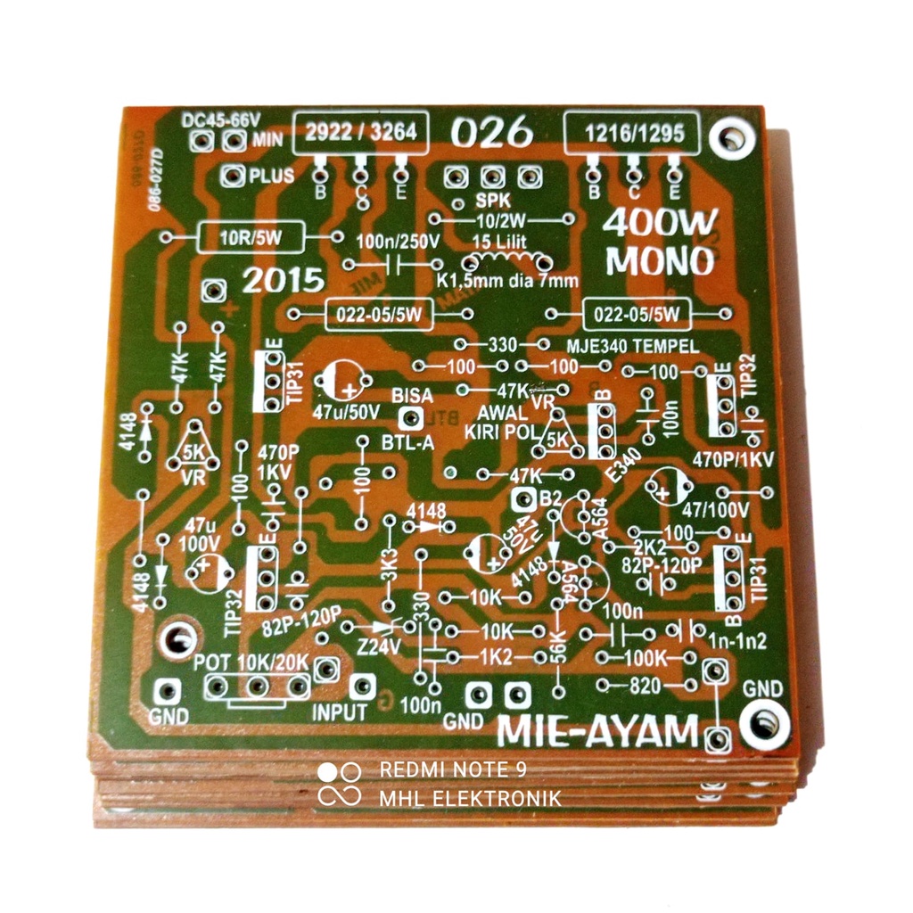 PCB Power Amplifier Driver 400watt MONO MIE-AYAM 026