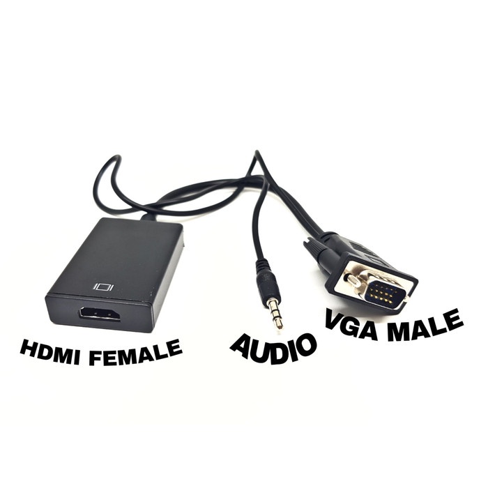 Converter KABEL VGA to HDMI Adaptor With Micro USB Power Audio