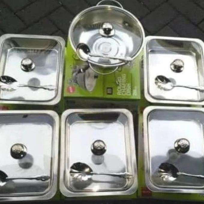 prasmanan set stainless/ full tutup kaca