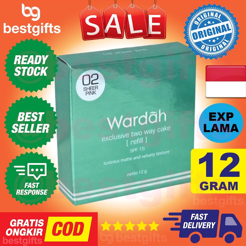 WARDAH REFILL EXCLUSIVE TWO WAY CAKE BEDAK COVERAGE TINGGI HALUS DAN TAHAN LAMA 02 LIGHT BEIGE - 12 GRAM