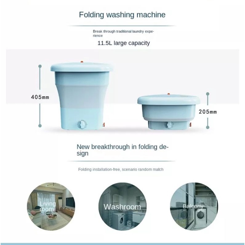 MESIN CUCI 12L LARGE PORTABEL/MESIN CUCI LIPAT Folded Washing machine LARGE 11.5-12 liter dengan pengering with dryer with blue light untuk membunuh kuman penyakit