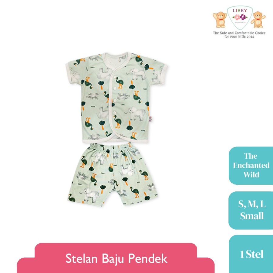 LIBBY SETELAN BAJU PENDEK KANCING DEPAN MOTIF THE ENCHANTED WILD