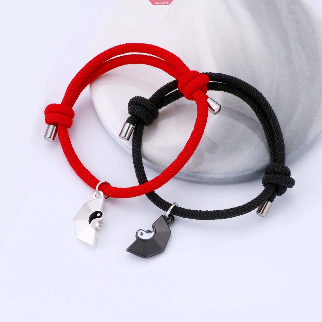 Gelang couple taiji Tali Kulit vintage yin Dan yang alloy Liontin Hitam Dan Putih Dua Set Dikepang Pria Dan Wanita couple bracelet gift [ZXL]