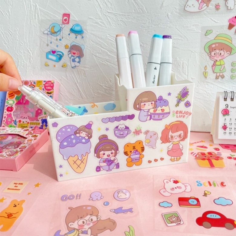 【ready】100 Lembar Stiker Waterproof Sticker Tumblr Lucu Kartun Korea Dekorasi Hiasan Scrapbook DIY