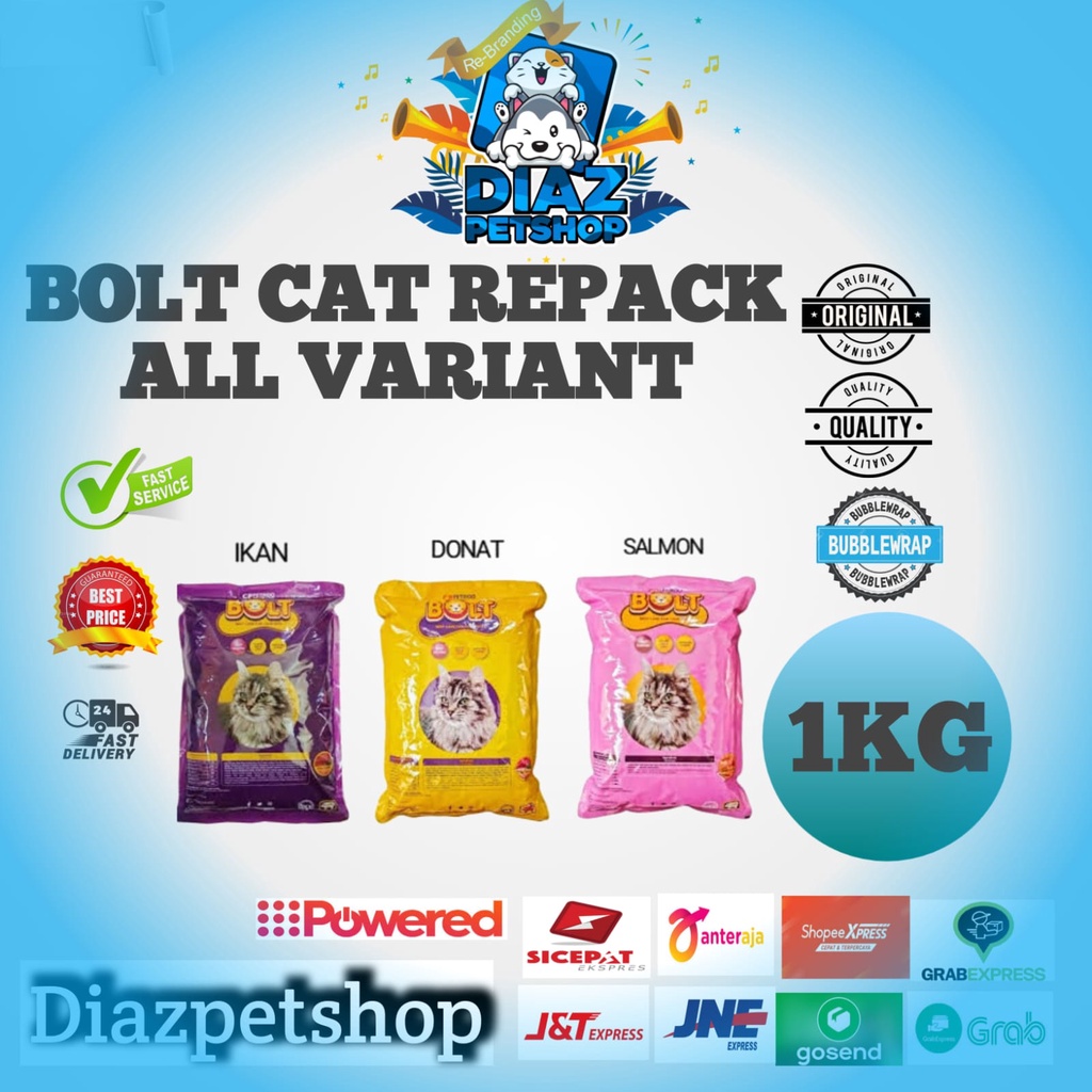 Bolt Cat Repack All Varian 800gr / CAT FOOD / BOLT MAKANAN KUCING
