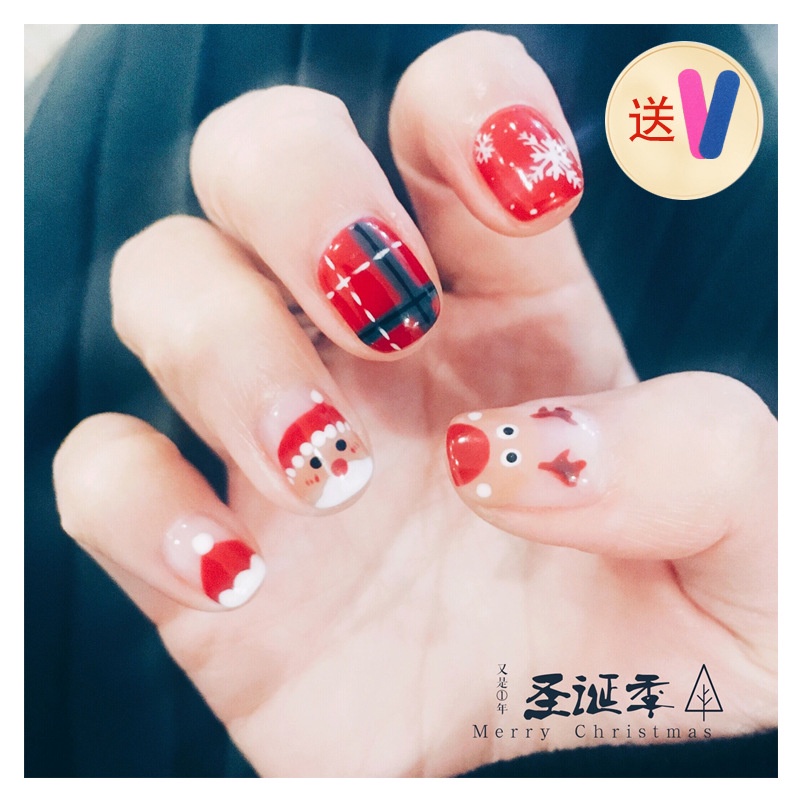 Stiker Natal Chrismas  Set 14 Nail  Art Manicure Tempelan Stiker Kuku Stiker Kuku lucu