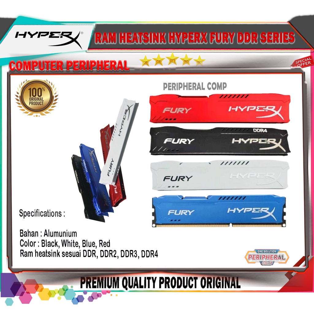 RAM HEATSINK HYPERX FURY MEMORY DDR DDR2 DDR3 DDR4 SERIES