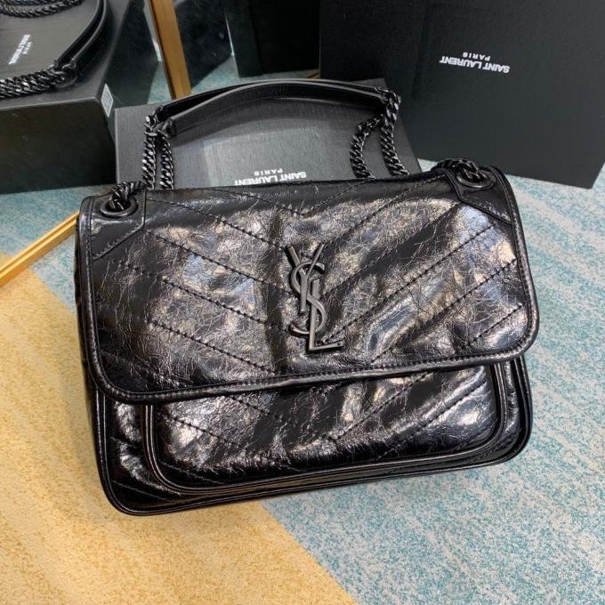 TAS SELEMPANG KULIT WANITA HITAM FULL BRANDED VIP MIROR SRGE68546R