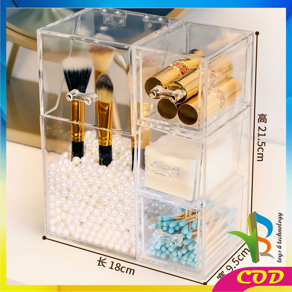 RB-K18 Rak Organizer Multifungsi Kotak Penyimpanan Kuas / Brush Make Up + Mutiara Rak Anting Acrylic