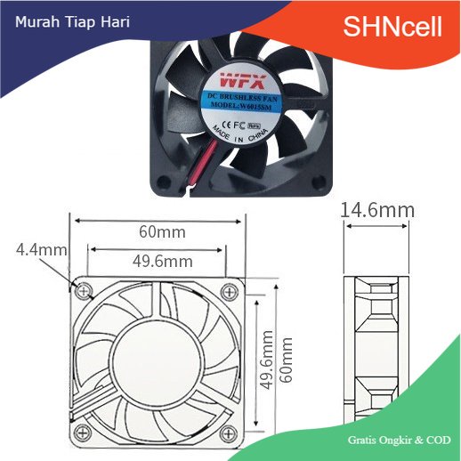 Kipas 12v 6x6cm DC Cooling Fan Exhaust Angin Udara 6015 6x6 6cm