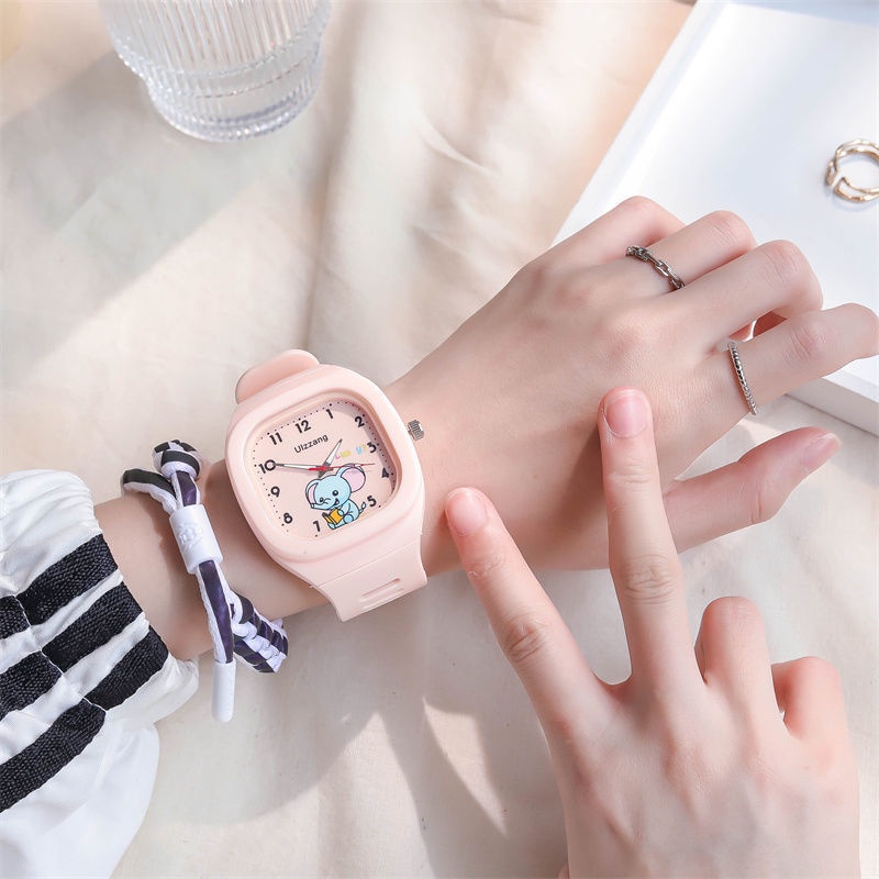 Jam Tangan Pria Appearance New Style Fashionable Personality Square Watch Women's Ins Cute Small Fresh Unicorn Girls Electronic