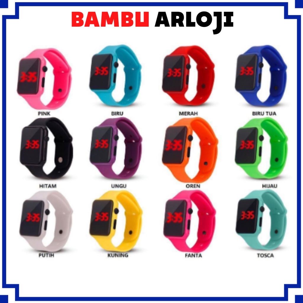 BAJ MESIN JAPAN !! JAM TANGAN WANITA PRIA RUBBER DIGITAL LED WATCH MURAH BERKUALITAS JF055