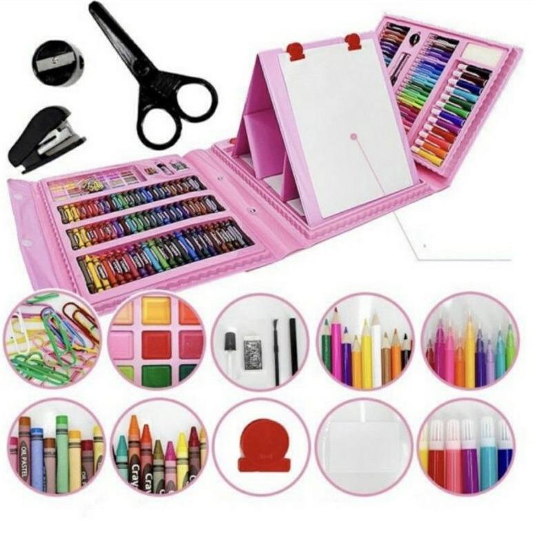 

[S-A6A ㊚] Crayon Set Drawing 208 pcs/Alat anak melukis dan mewarnai art set 208 pcs-siap dikirim