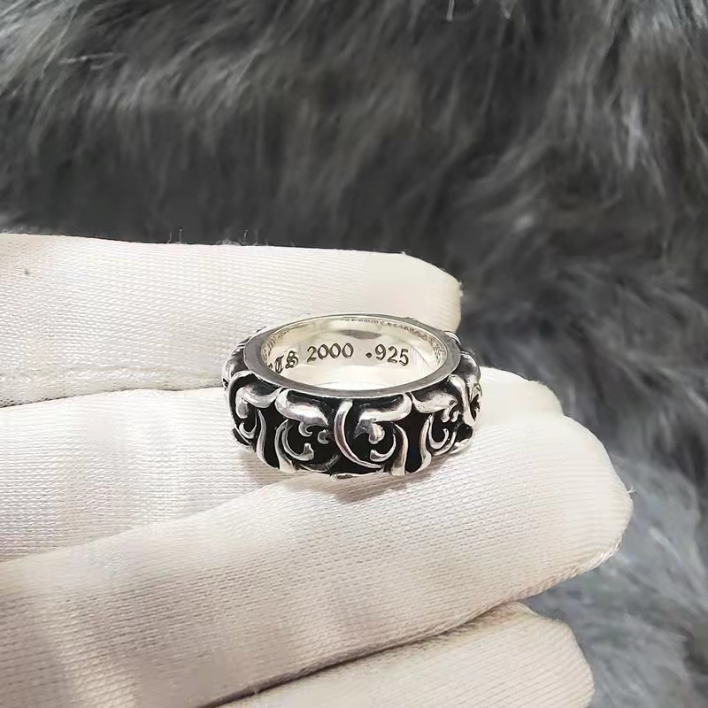 Crow Heart Cross Cincin Pria Silang Trendi Anggur Abadi Pembukaan Cincin Yang Dapat Disesuaikan