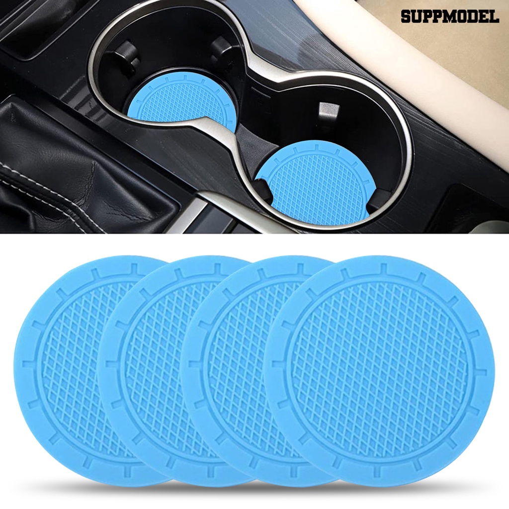 [Dekorasi] Car Cup Coaster Motif Alur Anti Cacat Bahan PVC Anti-slip Bulat Dapat Ditekuk Tempat Minuman Mobil Untuk Harian