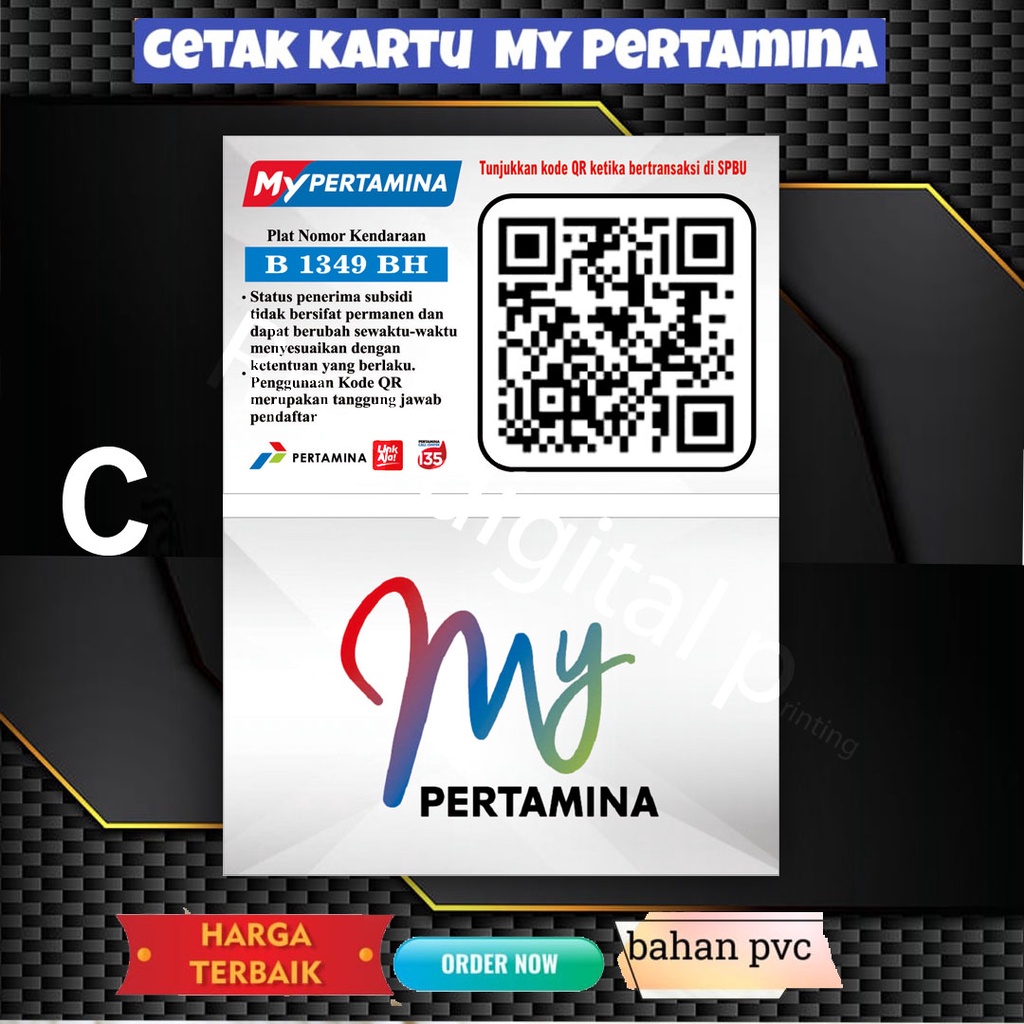 cetak / My pertamina / Id card / kartu member / KTA / Kartu pelajar