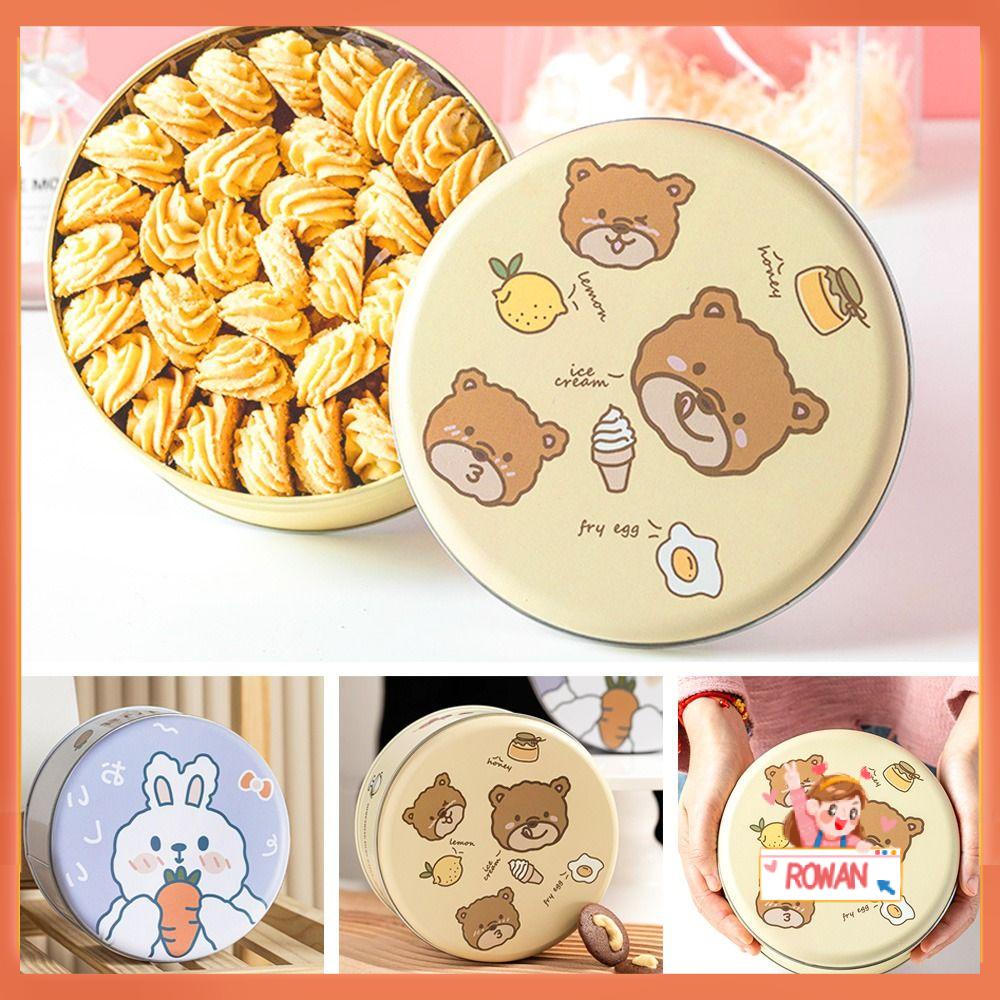 R-flower Cookie Box Natal Wadah Kue Kering Packaging Case Kartun Biskuit Tin Box