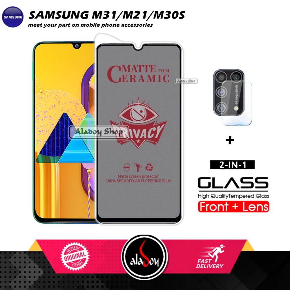 PAKET 2IN1 Anti Gores Privacy Samsung M21/M31/M30S + Tempered Glass Kamera