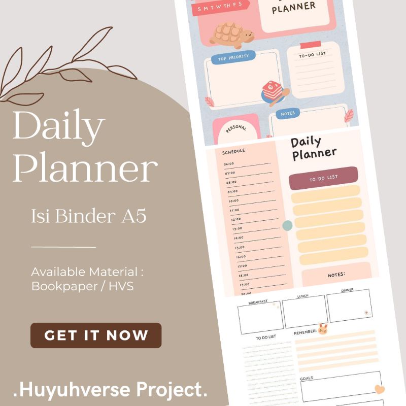 

Isi Binder A5 Daily Planner Cute Basic by Huyuhverse ( D001 - D016 )