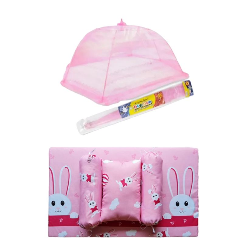 kasur bayi 1 set kelambu - kasur bayi baru lahir + kojong - kasur bayi 1 set lengkap Dengan Bantal Dan Guling - tempat tidur bayi Ukuran 75x45Cm - Kojong Ukuran 90x60Cm