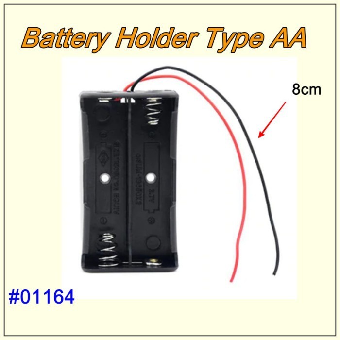 Holder Baterai Holder Battery 2 Slot AA Box Kabel Hitam Holder Baterai
