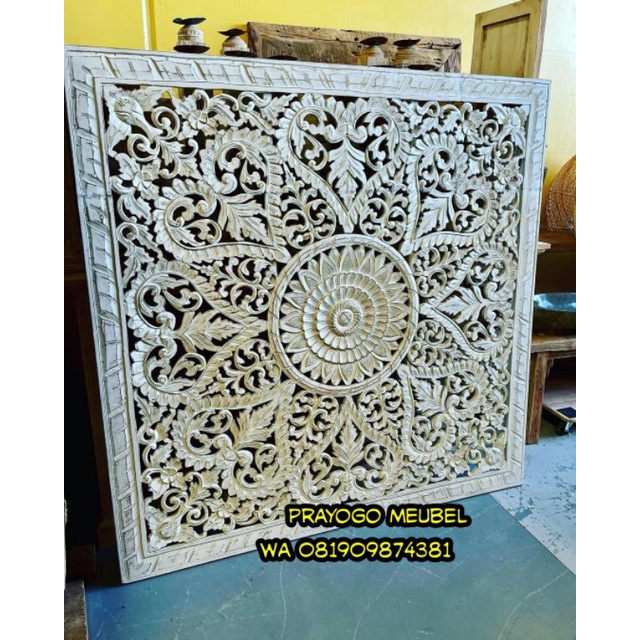 panel hiasan dinding ukiran bali antik vintage kayu jati