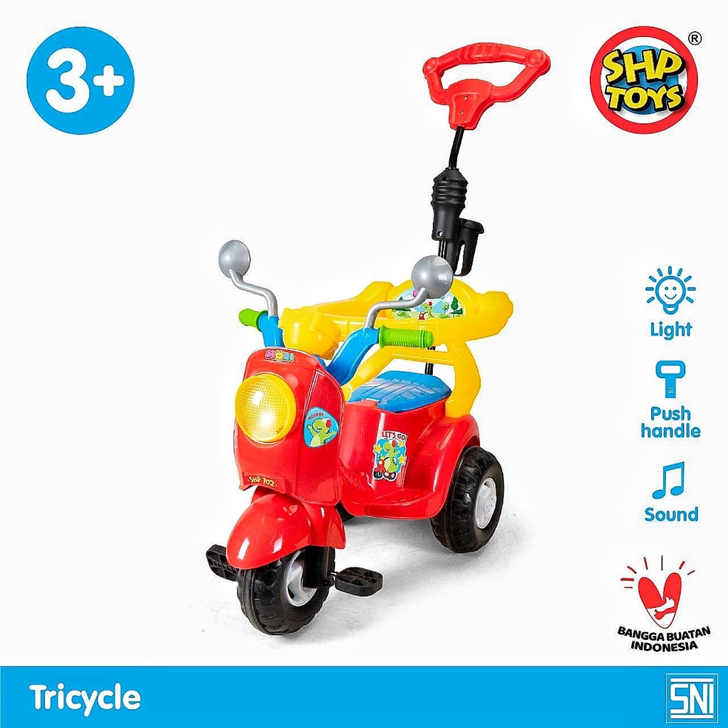 Sepeda Anak Roda 3 Tricycle Model Scooter MORI SHP 702 Fitur Pengaman dan Dorongan