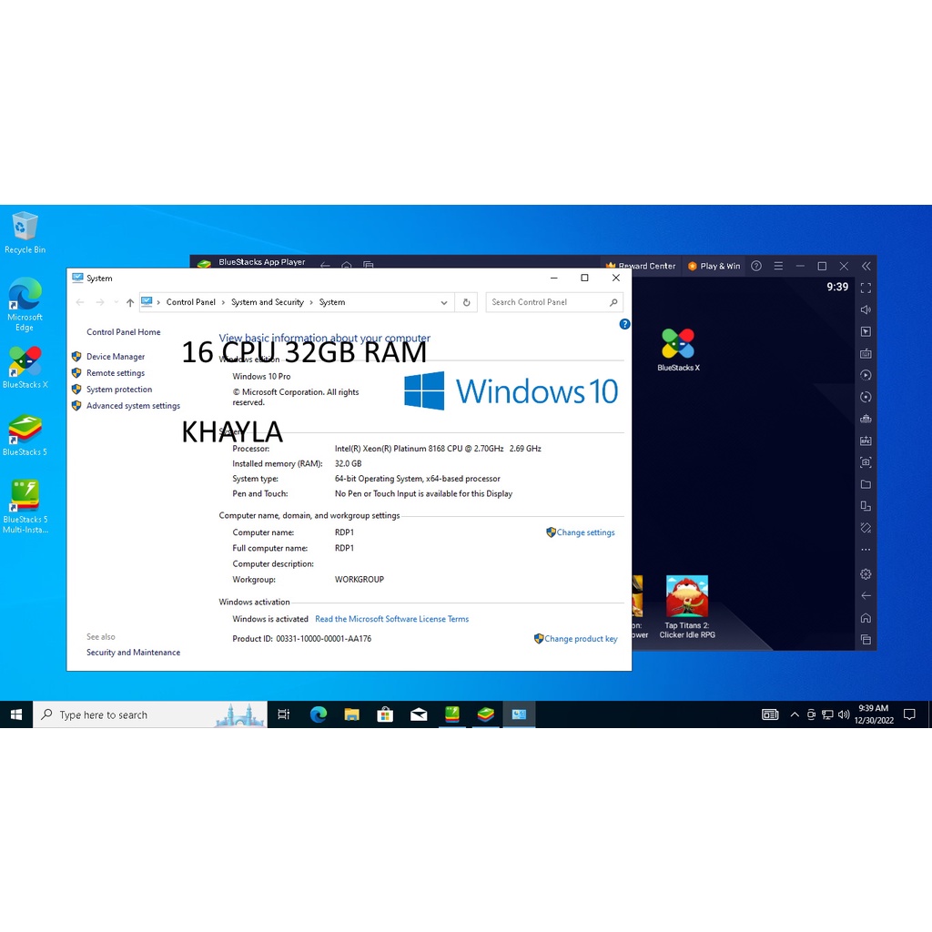 RDP Support,Emulator,OBS,Bot, Windows,Linux 16 CPU 32GB RAM