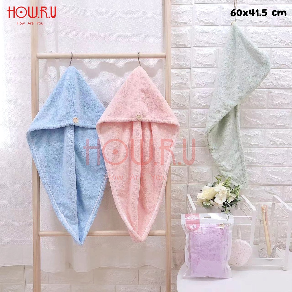 HOW.R.U | Handuk Keramas Microfiber Cepat Kering / Head Towel untuk Rambut Panjang