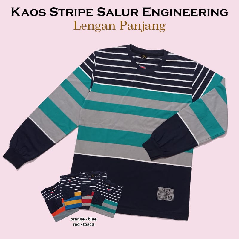 Liso wear - Kaos Distro Pria Salur Belang-belang Lengan Panjang | Kaos Kerah Bulat Stripe Garis