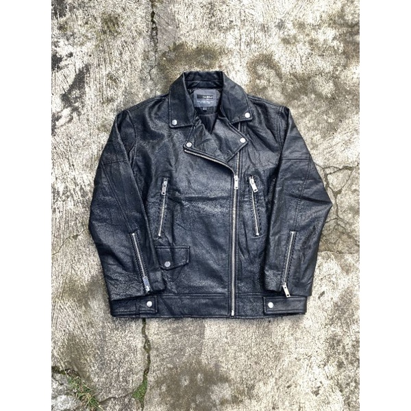 Jaket semi kulit premium Ramones biker changcuters H:Connect