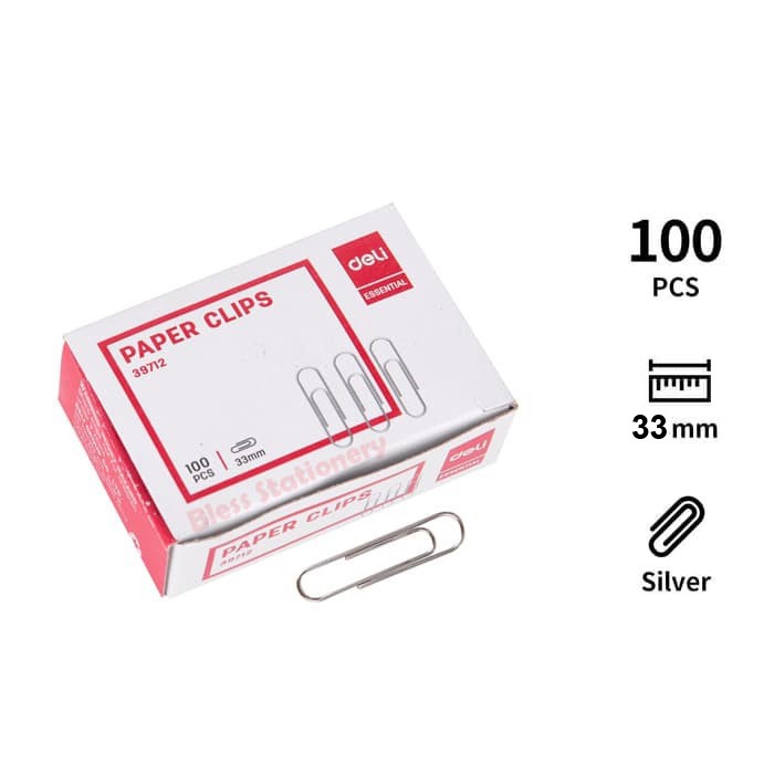 

Deli klip kertas 33mm penjepit kertas paper clip - E39712