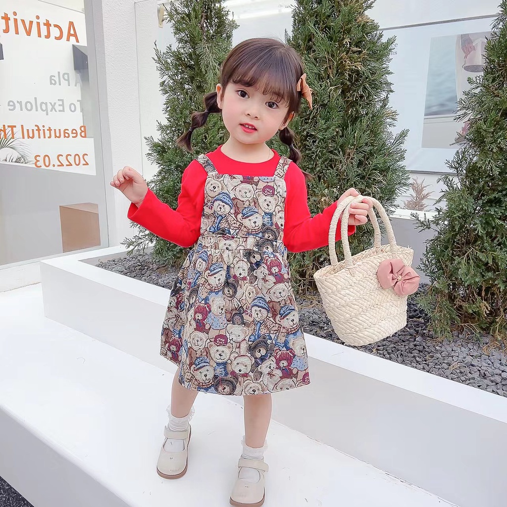 Dress Anak Perempuan 2 in 1 Overall Super Kate