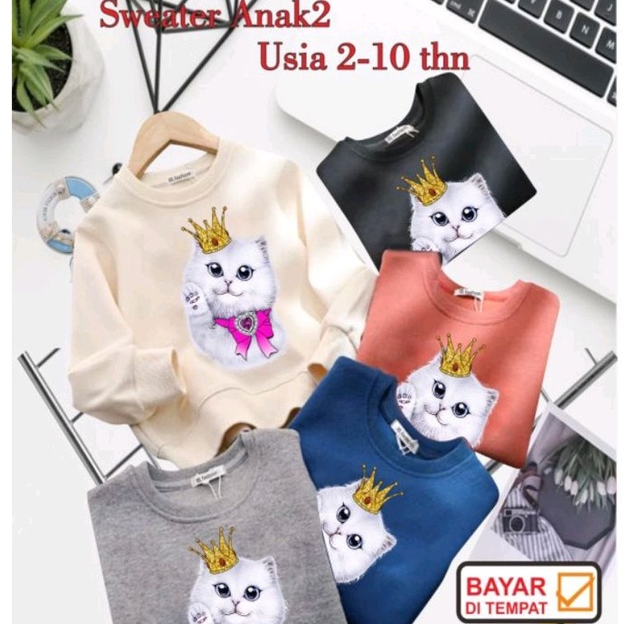 ((IB))SWEATER ANAK2 UNISEX/KUCING DIGITAL SABLON