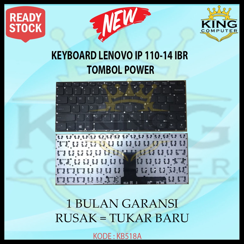 Keyboard Laptop LENOVO IP 110-14 IBR Ada Tombol Power