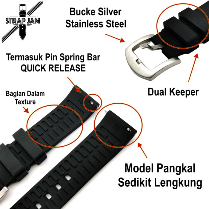 Tali Jam Kompatibel Haylou GST Lite LS13 22mm - Strap LKG Rubber Premium Lengkung