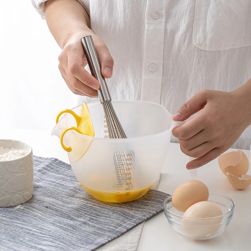 Wadah Pencampur Telur Dengan Piring Saringan Beras Sayuran Buah Keranjang Saluran Air Dapur Aksesoris Kue Multi Fungsi Baking Gelas Takar Kapasitas Besar Susu Kedelai Filter Mangkuk