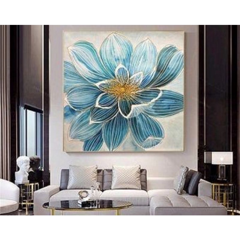 Lukisan modern bunga teratai