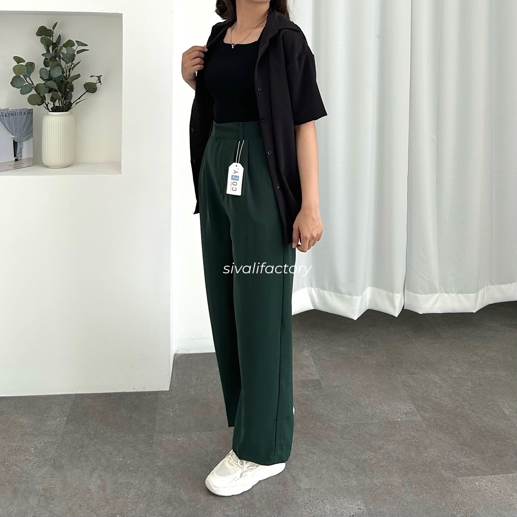 SIVALI Loose Pants Trousers Wanita - Celana Anti Kusut - Celana Kulot Wanita - Celana Kantor Formal/Casual 118