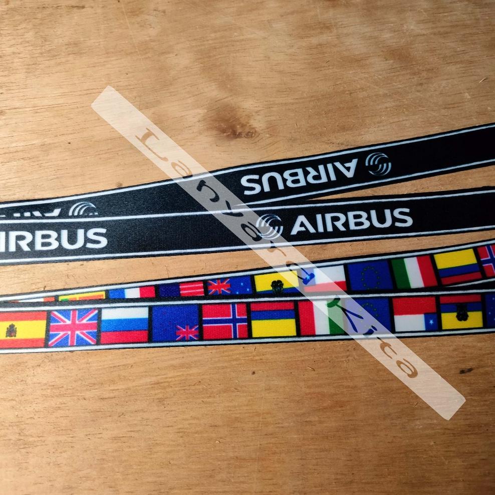 

[F-W4W-❤] AIR BUS Lanyard Id Card Printing GANTUNGAN NAME TAG BAHAN TISSUE 2 CM_murah